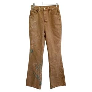 PacSun‎ High Rise Bootcut Jeans Tan Brown Teal Tie Dye Button Fly Womens 27